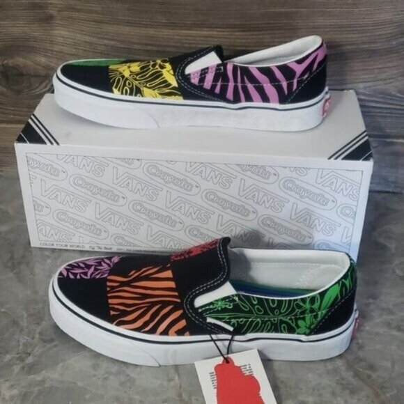 New Vans Classic Slip On Crayola Diy Trace Your Dreams Black‎ Sneakers Deadstock - Picture 2 of 10